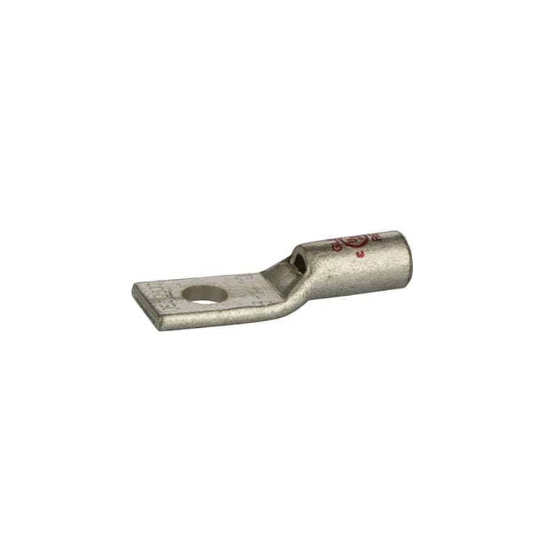 1 Hole Short Barrel Copper Compression Lug w/ Peep Hole 8 AWG - #10 Bolt Short Barrel Copper Compression Lugs with Peep Hole is a type of copper compression connector that is produced from high conductivity copper tubing. They are tin-plated to provide corrosion resistance and are marked with die index and color coded for easy reference. Listed for 35KV maximum when properly installed.