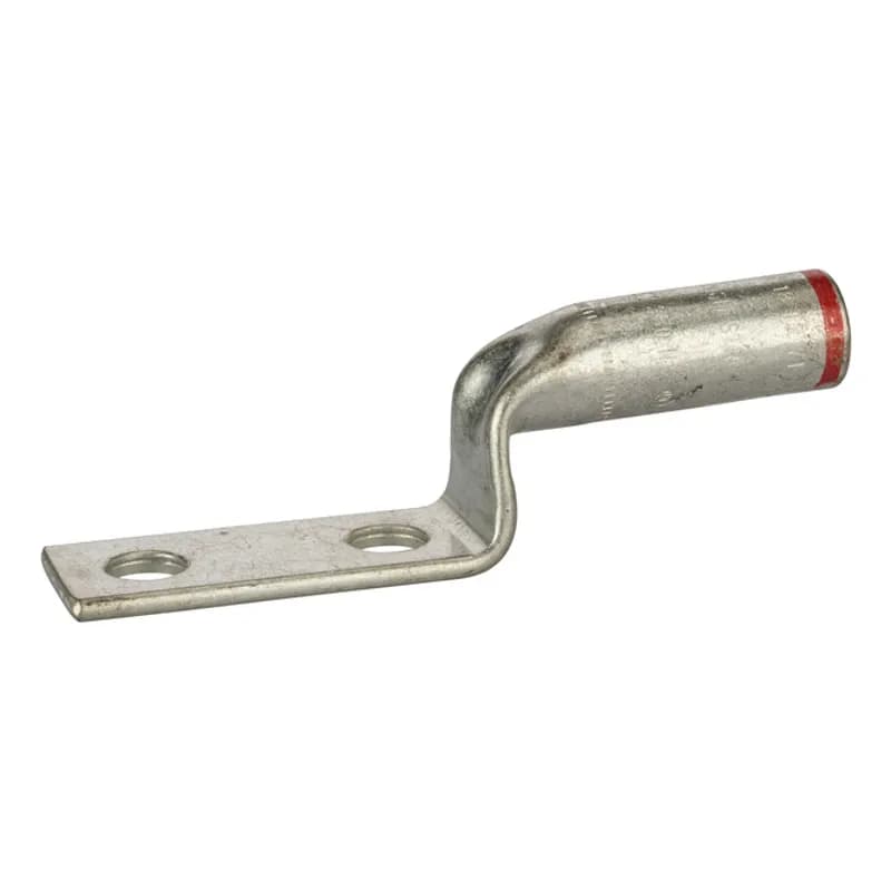 2 Hole Long Barrel Copper Stacked Compression Lug 350 MCM - 1/2" Bolt Long Barrel Copper Stacked Compression Lugs is a type of copper compression connector that is produced from high conductivity copper tubing. They are designed for use with the L-N Series. They are tin-plated to provide corrosion resistance and are marked with die index and color coded for easy reference.