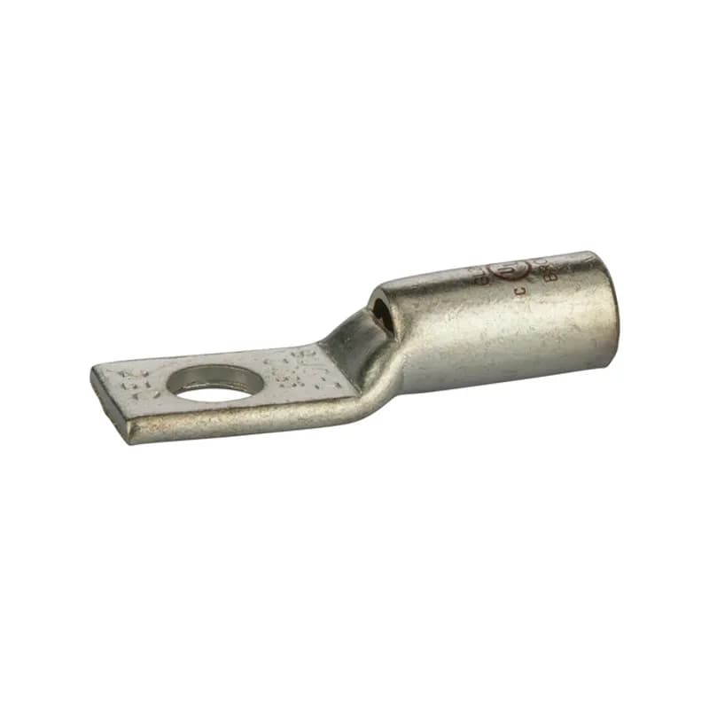 NSI Industries GL256 - 1 HoleShort Barrel Copper Compression Lug w/ PeepHole2 AWG-5/16" Bolt Short Barrel Copper Compression Lugs with PeepHoleis a type of copper compression connector that is produced from high conductivity copper tubing. They are tin-plated to provide corrosion resistance and are marked with die index and color coded for easy reference. Listed for 35KV maximum when properly installed.