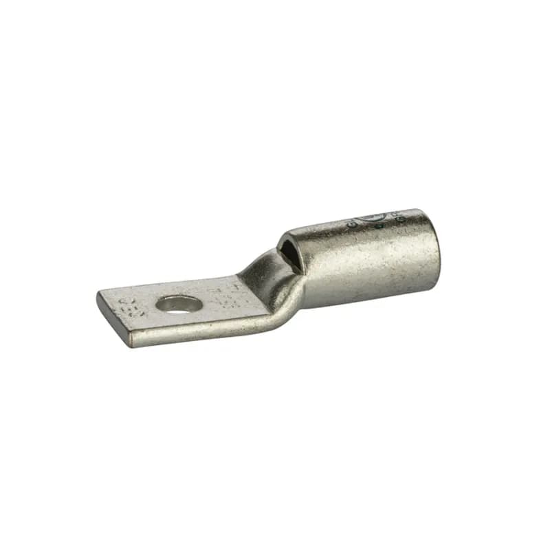 1 HoleShort Barrel Copper Compression Lug w/ PeepHole1 AWG-1/4" Bolt Short Barrel Copper Compression Lugs with PeepHoleis a type of copper compression connector that is produced from high conductivity copper tubing. They are tin-plated to provide corrosion resistance and are marked with die index and color coded for easy reference. Listed for 35KV maximum when properly installed.