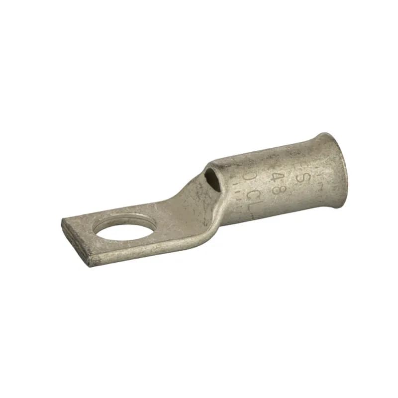 NSI Industries GL3038B - 1 Hole Short Barrel Copper Compression Lug for Flexible Copper Cable3/0AWG - 3/8" Bolt Compression lugs for flexible copper cables are connects that have a gentle, continuous flared end to ensure ease of cable insertion of flexible and extra flexible cables such as locomotive, welding, mining cable and more. The flared end also reduces pressure on the cable strands after installation and protects them from chafing and breakage as a result of cable movement. Tin-plated for corrosion resistance. Rated 600 volts for copper cables only. Single mounting hole.