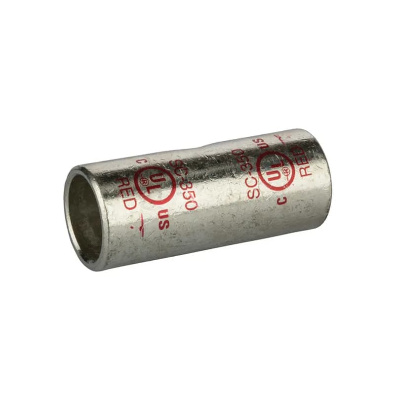 StandardBarrel TinnedCopperSplice350 MCM Standard Barrel Tinned CopperSplices is a type of copper compression connector that is produced from high conductivity copper tubing. They are tin-plated to provide corrosion resistance and are marked with die index and color coded for easy reference. Listed for 35KV maximum when properly installed.