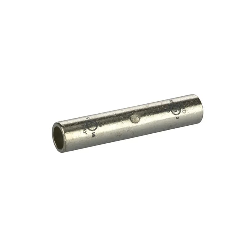 Long Barrel TinnedCopperSplice4 AWG Long Barrel Tinned CopperSplices is a type of copper compression connector that is produced from high conductivity copper tubing. They are tin-plated to provide corrosion resistance and are marked with die index and color coded for easy reference. Listed for 35KV maximum when properly installed.