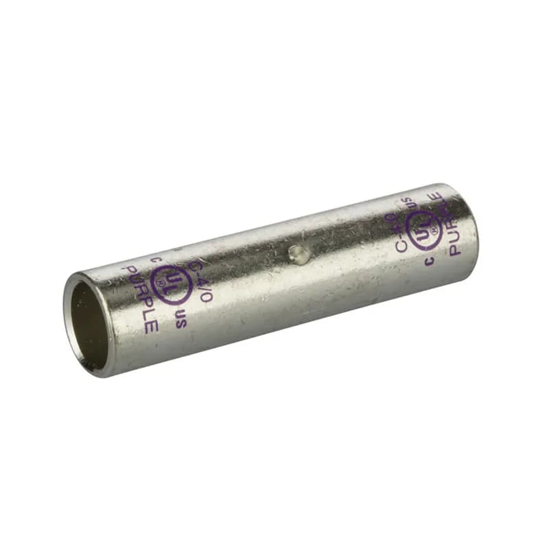 NSI Industries C-4/0 - Long Barrel TinnedCopperSplice4/0 AWG Long Barrel Tinned CopperSplices is a type of copper compression connector that is produced from high conductivity copper tubing. They are tin-plated to provide corrosion resistance and are marked with die index and color coded for easy reference. Listed for 35KV maximum when properly installed.