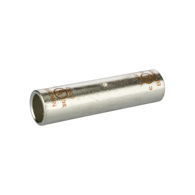 Long Barrel TinnedCopperSplice500 MCM Long Barrel Tinned CopperSplices is a type of copper compression connector that is produced from high conductivity copper tubing. They are tin-plated to provide corrosion resistance and are marked with die index and color coded for easy reference. Listed for 35KV maximum when properly installed.