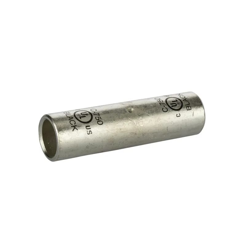 Long Barrel TinnedCopperSplice750 MCM Long Barrel Tinned CopperSplices is a type of copper compression connector that is produced from high conductivity copper tubing. They are tin-plated to provide corrosion resistance and are marked with die index and color coded for easy reference. Listed for 35KV maximum when properly installed.