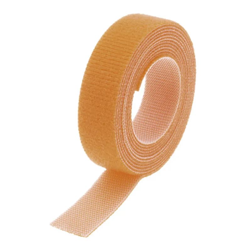 8-in Orange hook and loop fastener Cable Ties - 25 Pieces hook and loop fastener Cable Ties offer a unique back-to-back fastening system: a self-gripping, double-sided strap that is easy to use and cost effective. They feature a molded high performance polyethylene hook fastener laminated on to a non-woven polyester loop. The low peel strength allows for easy entry or removal by the user yet the average shear strength is 3.0 psi, which increases substantially with each circular rotation. Will not over-cinch delicate cable and fiber optics. For use with cord and cable management, wire harnesses, inventory control, fibre optics, packaging, in-plant maintenance, etc. Allow for a minimum 2" overlap when installing.