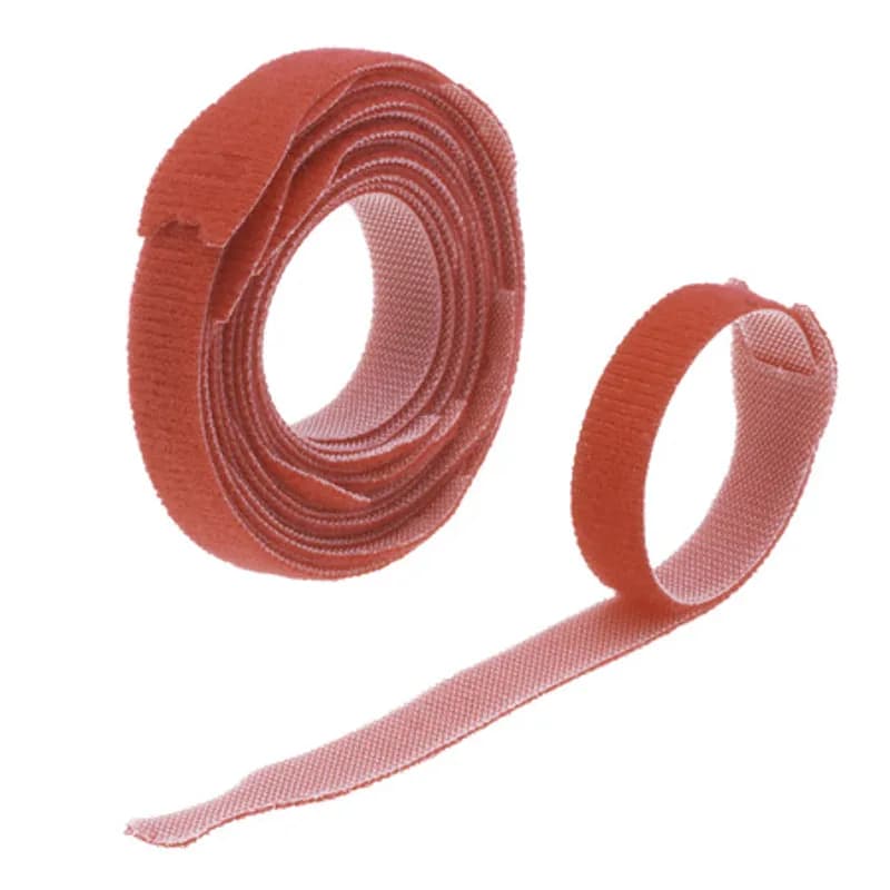 NSI Industries V1250-2 - 12-in Red hook and loop fastener Cable Ties - 20 Pieces hook and loop fastener Cable Ties offer a unique back-to-back fastening system: a self-gripping, double-sided strap that is easy to use and cost effective. They feature a molded high performance polyethylene hook fastener laminated on to a non-woven polyester loop. The low peel strength allows for easy entry or removal by the user yet the average shear strength is 3.0 psi, which increases substantially with each circular rotation. Will not over-cinch delicate cable and fiber optics. For use with cord and cable management, wire harnesses, inventory control, fibre optics, packaging, in-plant maintenance, etc. Allow for a minimum 2" overlap when installing.