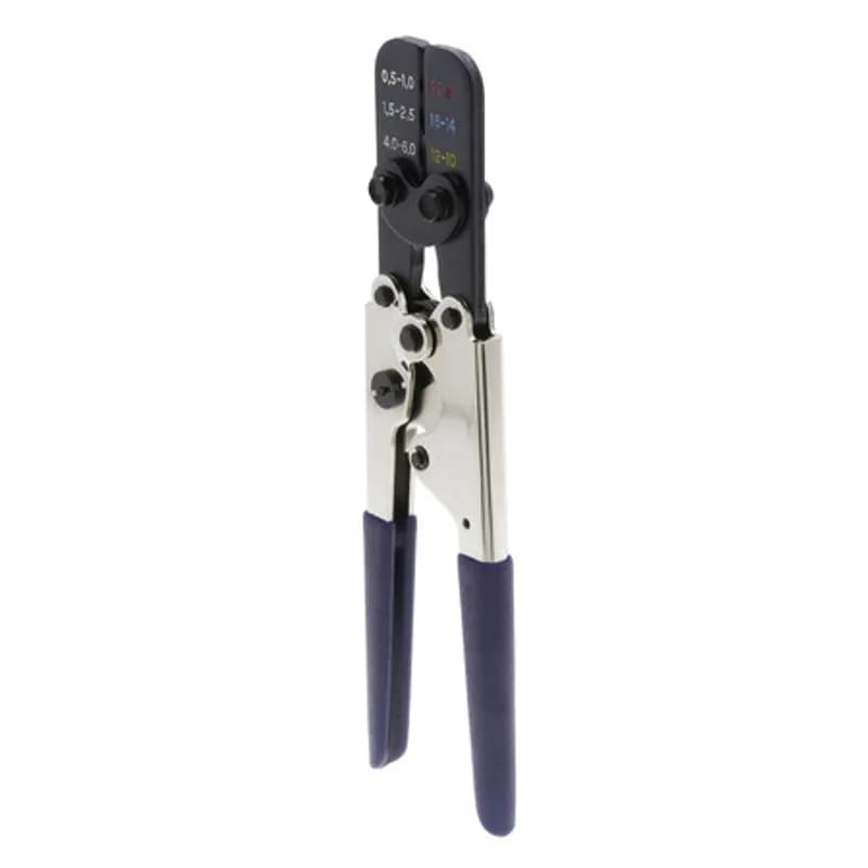 Insulated Miniterm Tool APPLICATIONS: A ratchet-action crimping tool for quality crimping of insulated terminals and connectors, including rings, spades, male plugs, female receptacles, and disconnects in 22/18, 16/14, and 12/10 AWG wire sizes. FEATURES: TYPE: Insulated ACTION: Ratchet CRIMPS: Insulated connectors, terminals, rings, spades, male plugs and female receptacles WIRE SIZE: 22/18, 16/14, 12/10 AWG UPC: 662381055019