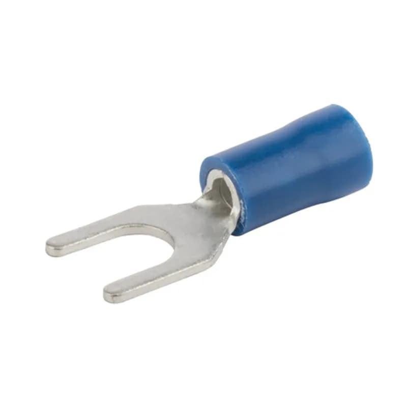 NSI Industries S16-10V-S - 16-14 AWG Vinyl Insulated Spade Terminal #10 Stud Vinyl spade terminals have an open tongue end for rapid insertion on the mounting screw. Typically used on free-standing studs. Vinyl insulated spade terminals are made of electro tin-plated copper, vinyl (PVC). 300V, 75 degrees C. FEATURES: STYLE: Standard MATERIAL: Vinyl QUANTITY: 20 Count WIRE SIZE: 16-14 AWG STUD SIZE: 10 LENGTH: 0.966 WIDTH: 0.362 BRAND EQUIVALENT: Burndy TP1410F, Penn Union S4B-10 Thomas & Betts 14RB10F Morris Products 10136 Ideal 83-7171