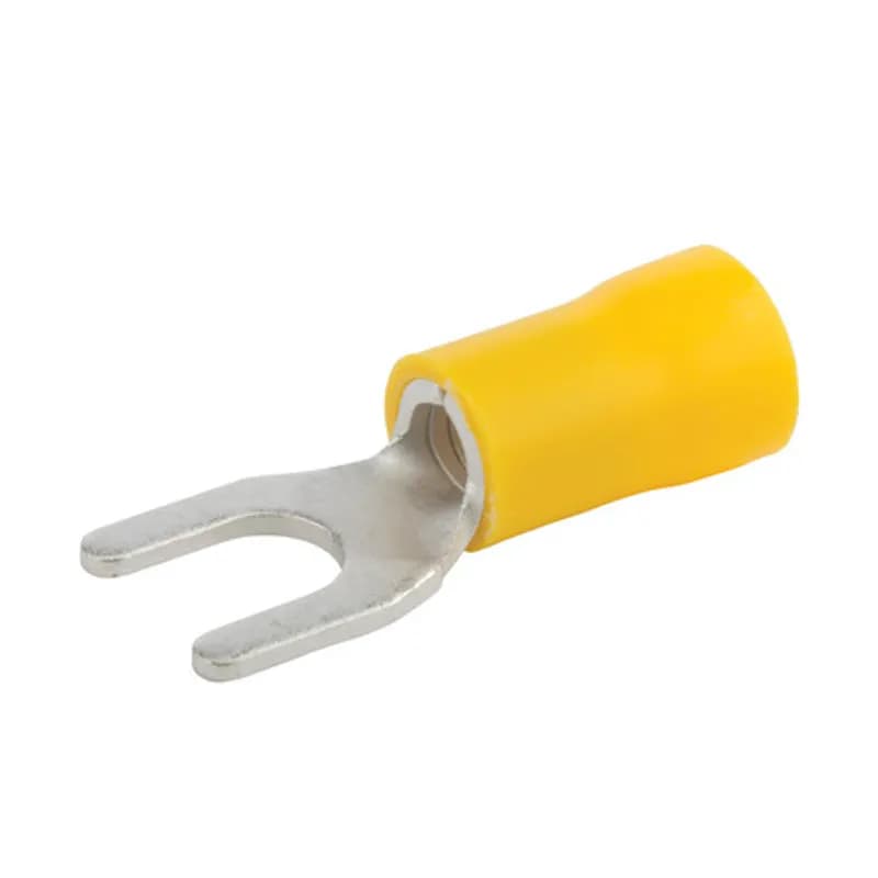 12-10 AWG Vinyl spade terminals are spade terminals made of insulating vinyl. They are designed to accommodate a stud size of #10.15 Count