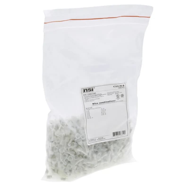 The Easy-Twist C22-N-B 1000-Count Bag of Nylon Closed-End Wire Connectors are designed for use on pre-insulated wires in the 22-18 AWG size range. They’re UL-certified as self-extinguishing and rated for a maximum temperature of 105˚ Celsius (221˚ Fahrenheit). The closed-end nylon connector features an internal metal crimp sleeve that can be tightened over twisted pre-insulated wires to form a safe and secure join. Their compact design is useful for applications in tight areas or anywhere else you need to connect wires.
