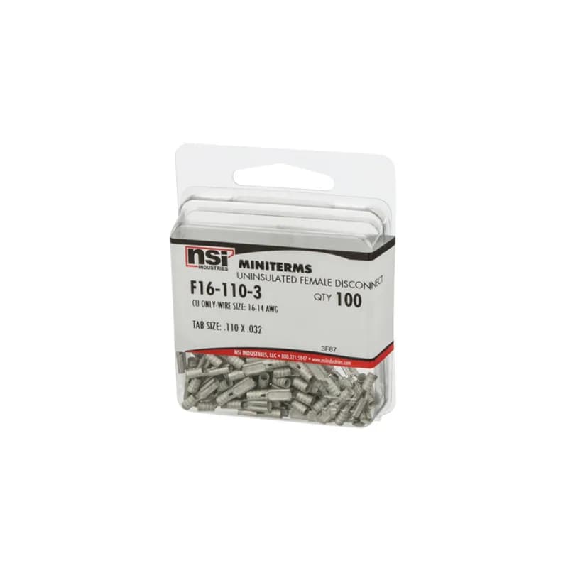16-14 AWG Bare Female Disc .110X.032 Tab, 100/Pack