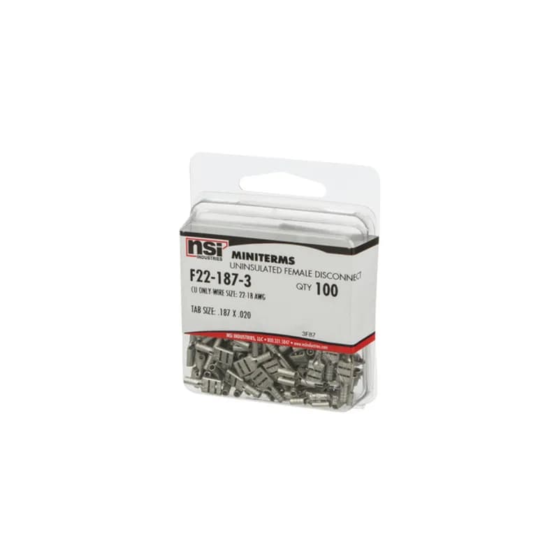 NSI Industries F22-187-3 - 22-18 AWG Bare Female Disc .187X.032 Tab, 100/Pack