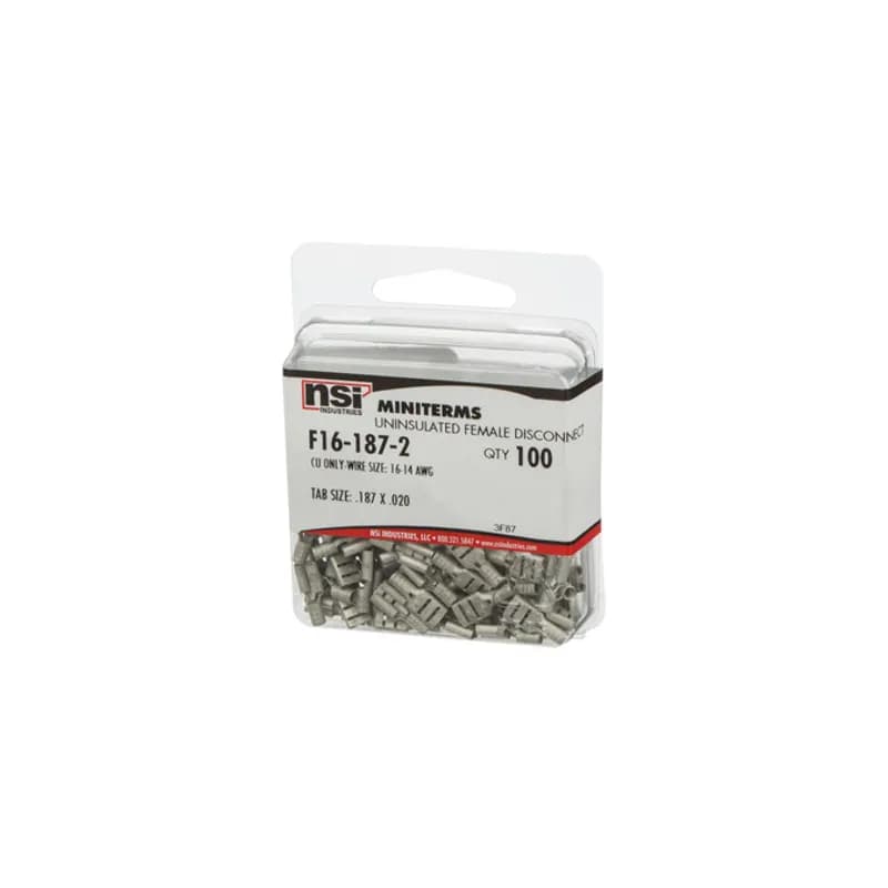 16-14 AWG Bare Female Disc .187X.020 Tab, 100/Pack