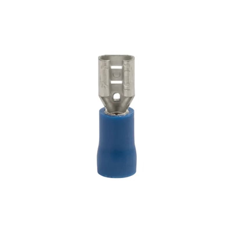 NSI Industries F16-187-2V-S - 16-14 AWG Vinyl Insulated Female Disconnect with 0.187 Stud - 25 Count Vinyl Insulated Female Disconnects are entirely covered in an insulating vinyl. Electro tin plated, vinyl (PVC). 300V, 75 degrees C. FEATURES: STYLE: Female Disconnect MATERIAL: Vinyl QUANTITY: 25 Count WIRE SIZE: 16-14 STUD SIZE: 0.187 BRAND EQUIVALENT: Morris 10322 Ideal 83-9551 Penn Union FR4B187