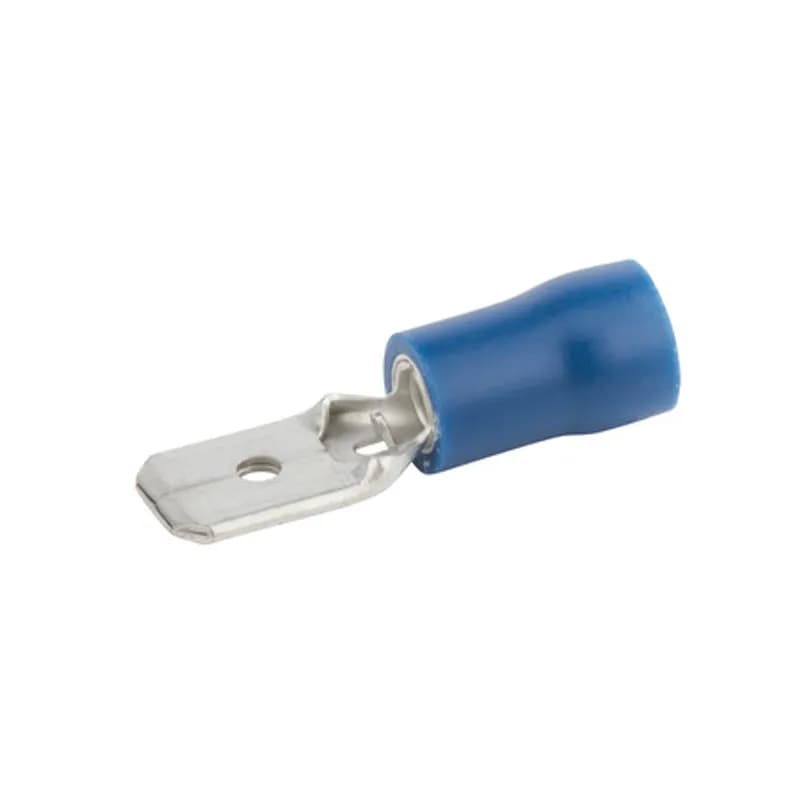NSI Industries M16-250-3V-S - 16-14 AWG Vinyl Insulated Male Disconnect with 0.250 Stud - 30 Count Vinyl Insulated Male Disconnects are entirely covered in an insulating vinyl. Electro tin plated, vinyl (PVC). 300V, 75 degrees C. FEATURES: STYLE: Male Disconnect MATERIAL: Vinyl QUANTITY: 30 Count WIRE SIZE: 16-14 STUD SIZE: 0.250 BRAND EQUIVALENT: Morris 01224 Penn Union MT4B250 Ilsco 45111-B10 Ideal 83-9981