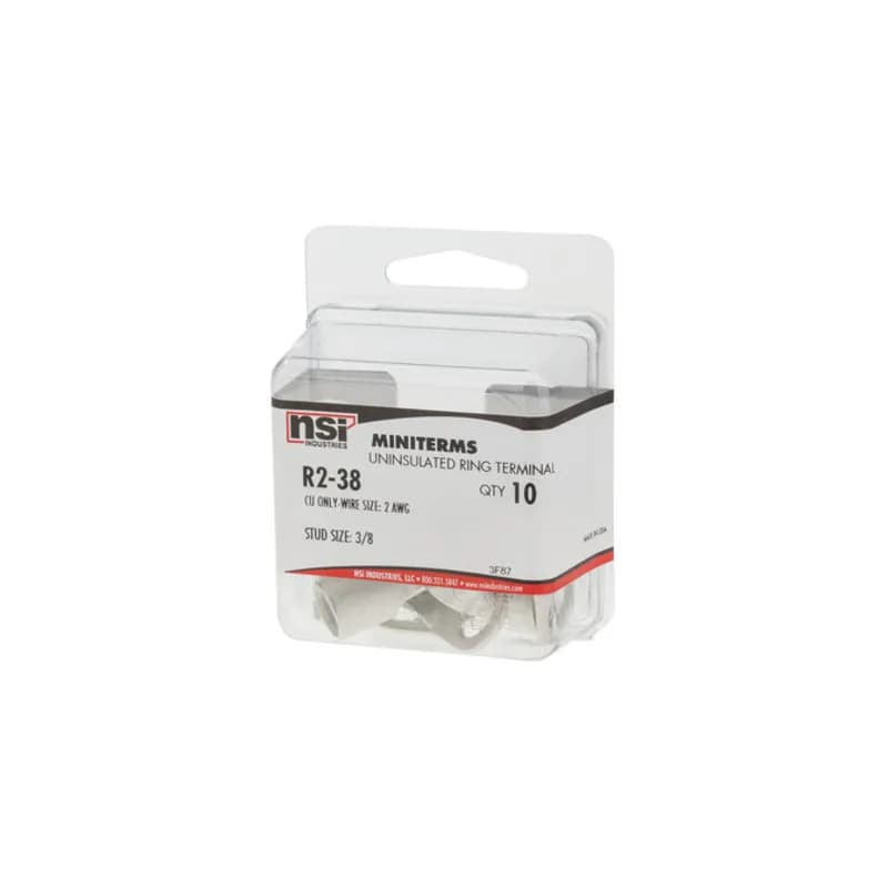 NSI Industries R2-38 - 2 AWG Bare Ring 3/8" Stud, 10/Pack