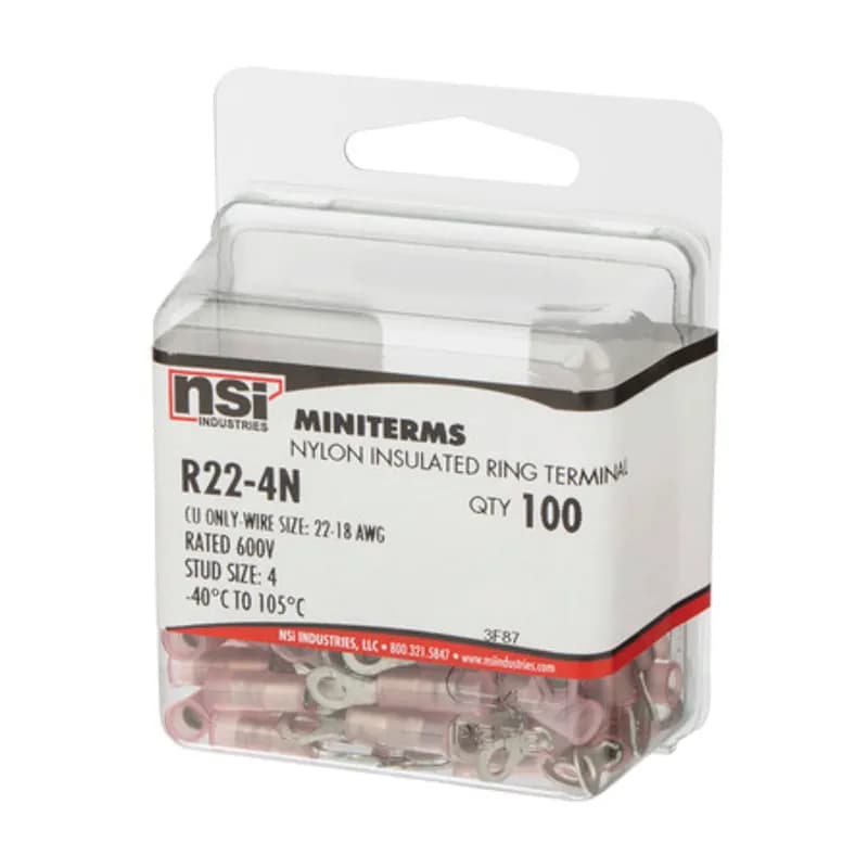 22-18 Nylon Ring #4 Stud, 100/Pack