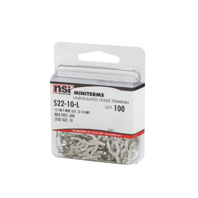 22-18 AWG Bare Locing Spade, 100/Pack