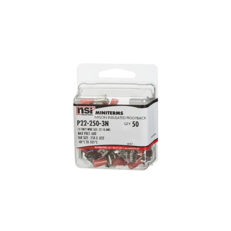 NSI Industries P22-250-3N - 22-18 AWG Nylon Insulated Piggyback, 50/Pack