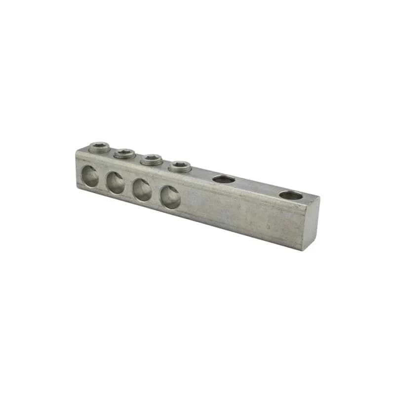 4 Port Aluminum Dual Rated Transformer Connector 250 MCM - 6 AWG Transformer Connectors are made from 6061T-6 aluminum alloy. They are electro-tin plated for low contact resistance. Two NEMA 1/2" holes for easy attachment. Rated 600 volts.