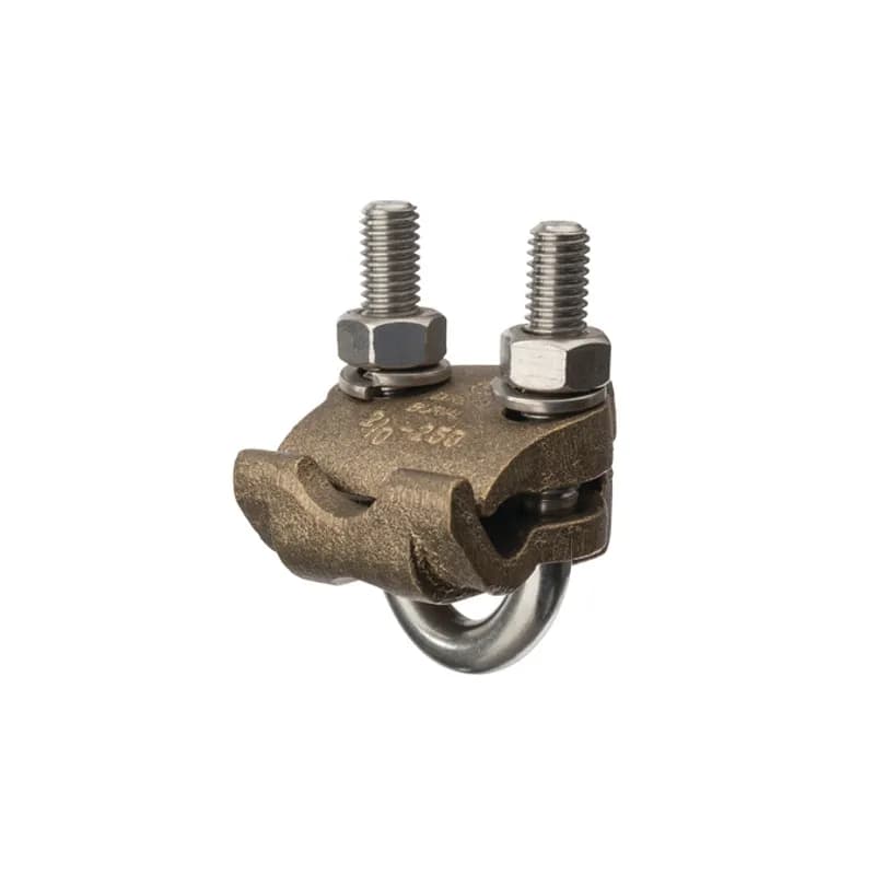The NSI UC-105 Bronze Heavy Duty U-Bolt Clamp is designed to grip 5/8" to 3/4" rods and ground 3/8" IPS pipes in parallel or 90-degree positions with an easily adjusted, durably strong design. The high-copper-content alloy of the clamp provides excellent conductivity and heavy-duty strength, alongside the silicon bronze nuts and lockwashers. Use this U-bolt for demanding applications in harsh environments, including direct burial in earth or concrete. UL Listed 467 for Grounding and Bonding. Stock products you can rely onâ€”stock NSI.