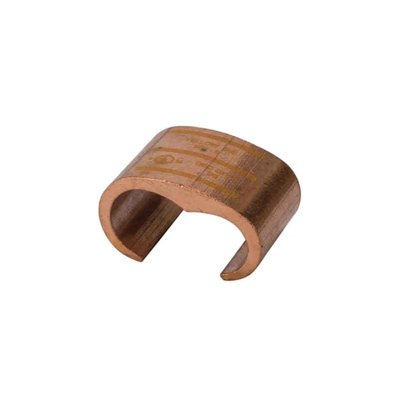Heavy Duty Copper C Tap Grounding Connector for 500 to 250 MCM APPLICATIONS: Copper "C" Taps ensure positive, all-around compression with low-resistance and high pull-out values. Made of high conductivity copper, they satisfy the requirements of NEC250-81 and 250-91 for connecting to the grounding electrode system. Rated 600 Volts.