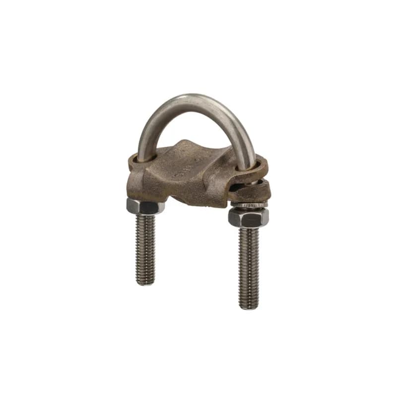 The NSI UC-126 Bronze Heavy Duty U-Bolt Clamp is designed to grip rods and ground 1-1/2" IPS pipes in parallel or 90-degree positions with an easily adjusted, durably strong design. The high-copper-content alloy of the clamp provides excellent conductivity and heavy-duty strength, alongside the silicon bronze nuts and lockwashers. Use this U-bolt for demanding applications in harsh environments, including direct burial in earth or concrete. UL Listed 467 for Grounding and Bonding. Stock products you can rely onâ€”stock NSI.
