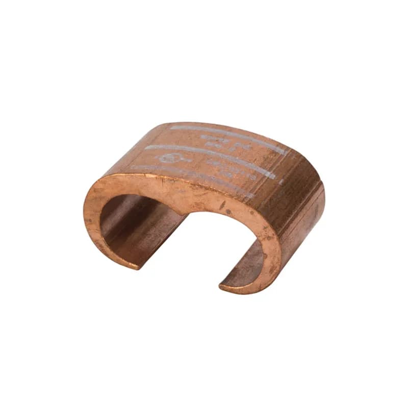 Heavy Duty Copper C Tap Grounding Connector for 500 to 350 MCM APPLICATIONS: Copper "C" Taps ensure positive, all-around compression with low-resistance and high pull-out values. Made of high conductivity copper, they satisfy the requirements of NEC250-81 and 250-91 for connecting to the grounding electrode system. Rated 600 Volts.