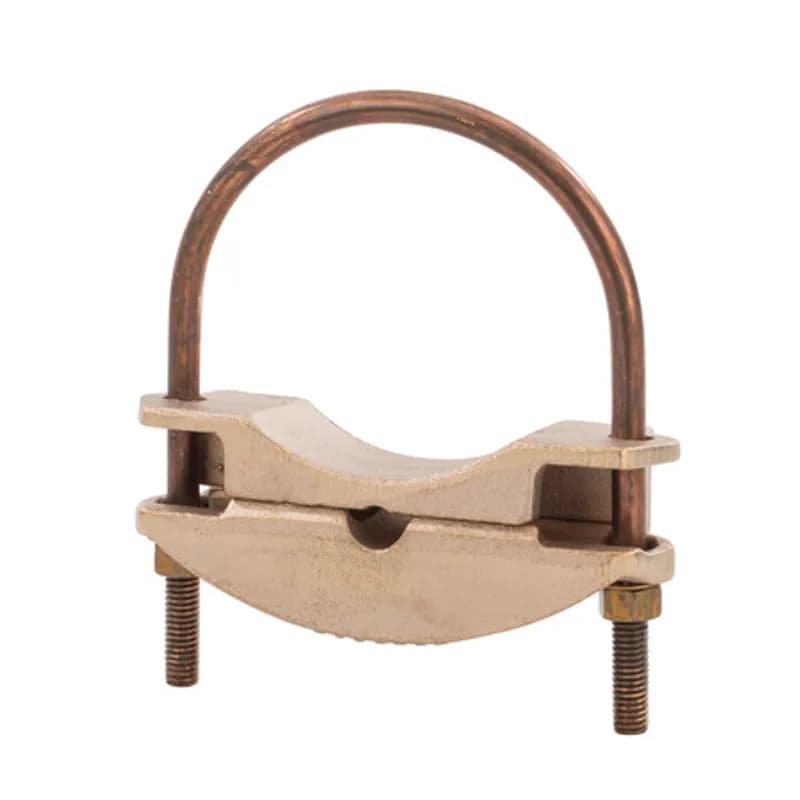 The NSI UC-148 Bronze Heavy Duty U-Bolt Clamp is designed to grip rods and ground 3-1/2" IPS pipes in parallel or 90-degree positions with an easily adjusted, durably strong design. The high-copper-content alloy of the clamp provides excellent conductivity and heavy-duty strength, alongside the silicon bronze nuts and lockwashers. Use this U-bolt for demanding applications in harsh environments, including direct burial in earth or concrete. Stock products you can rely onâ€”stock NSI.