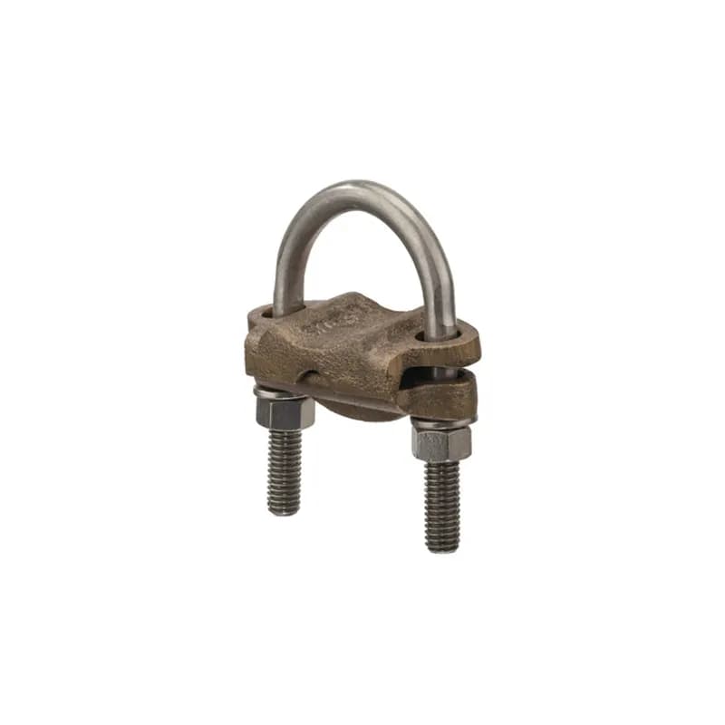 The NSI UC-120 Bronze Heavy Duty U-Bolt Clamp is designed to grip rods and ground 1-1/4" IPS pipes in parallel or 90-degree positions with an easily adjusted, durably strong design. The high-copper-content alloy of the clamp provides excellent conductivity and heavy-duty strength, alongside the silicon bronze nuts and lockwashers. Use this U-bolt for demanding applications in harsh environments, including direct burial in earth or concrete. UL Listed 467 for Grounding and Bonding. Stock products you can rely onâ€”stock NSI.