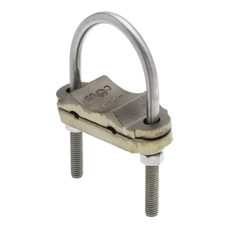 The NSI UC-237 Bronze Heavy Duty U-Bolt Clamp is designed to grip ground pipes with a 2-1/2" diameter in parallel or 90-degree positions with an easily adjusted, durably strong design. The high-copper-content alloy of the clamp provides excellent conductivity and heavy-duty strength, alongside the silicon bronze nuts and lockwashers. 200- series U-bolt clamps fit two individual conductors for grounding on the same pipe. Use this U-bolt for demanding applications in harsh environments, including direct burial in earth or concrete. UL Listed 467 for Grounding and Bonding. Stock products you can rely onâ€”stock NSI.