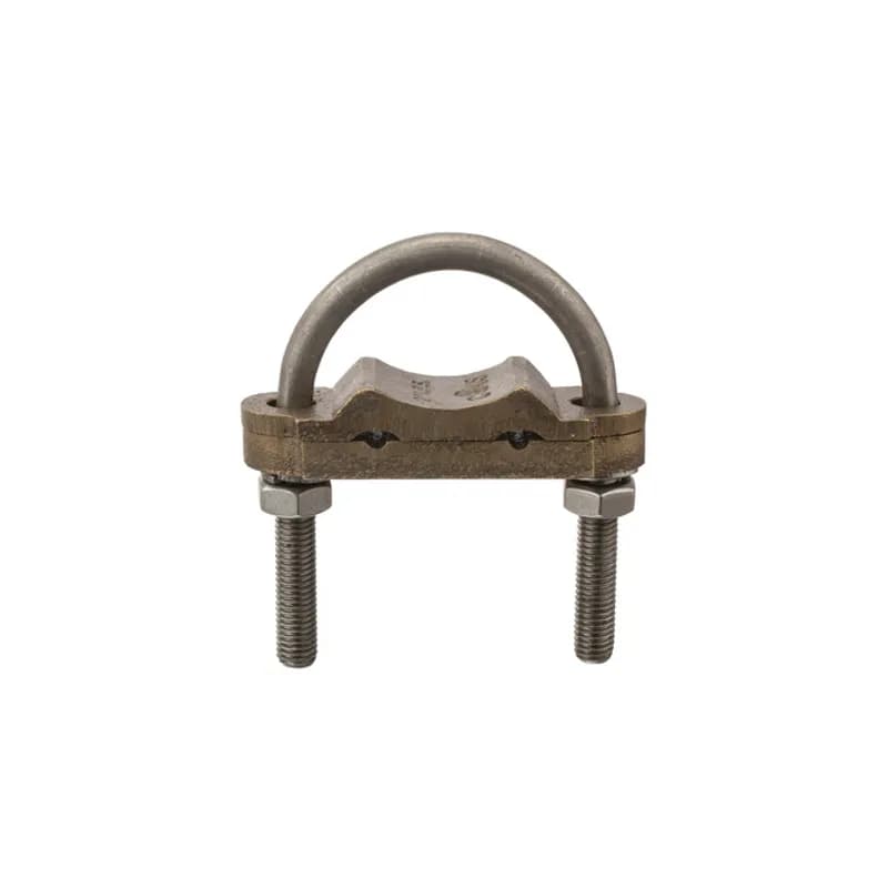 The NSI UC-233 Bronze Heavy Duty U-Bolt Clamp is designed to grip ground pipes with a 2" diameter in parallel or 90-degree positions with an easily adjusted, durably strong design. The high-copper-content alloy of the clamp provides excellent conductivity and heavy-duty strength, alongside the silicon bronze nuts and lockwashers. 200- series U-bolt clamps fit two individual conductors for grounding on the same pipe. Use this U-bolt for demanding applications in harsh environments, including direct burial in earth or concrete. UL Listed 467 for Grounding and Bonding. Stock products you can rely onâ€”stock NSI.