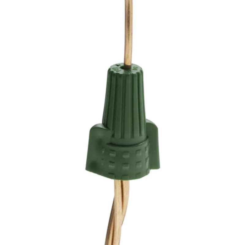The Easy-Twist WWC-GR-D 25,000-Count Bulk Fibre Drum of Green Winged Wire Connectors are designed for grounding copper wires in the 14-12 AWG size range. They have a hole in the top designed for a through-wire and are made of flame-retardant thermoplastic. The quick-grip square spring design grips in fewer twists and can dead-end a single wire, while the ergonomic swept-back wing design and ribbed texture makes them easy to twist. Their compact design is useful for applications in tight areas or anywhere else you need to connect wires.