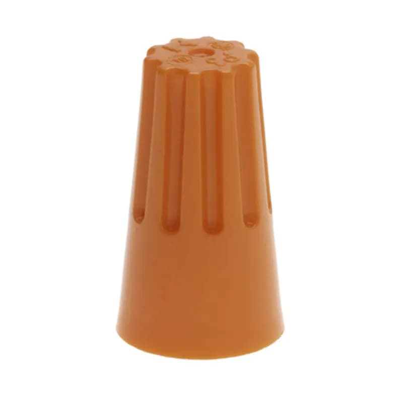 The Easy-Twist WC-O-SJ 300-Count Jar of Standard-Style Orange Wire Connectors are designed for use on copper wires in the 22-14 AWG size range. They’re made of flame-retardant thermoplastic rated for a maximum temperature of 105˚ Celsius (221˚ Fahrenheit). The quick-grip square spring design grips in fewer twists and can dead-end a single wire, while the ergonomic ribbed texture makes them easy to twist. Their compact design is useful for applications in tight areas or anywhere else you need to connect wires.
