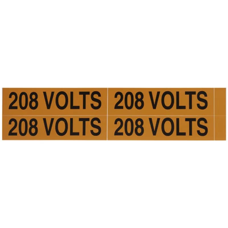 Voltage Markers 208 Volts, 4ea. 4.5x1.125"