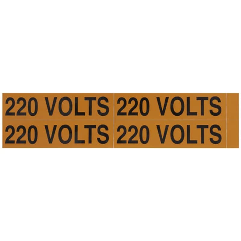 Voltage Markers 220 Volts, 4ea. 4.5x1.125"