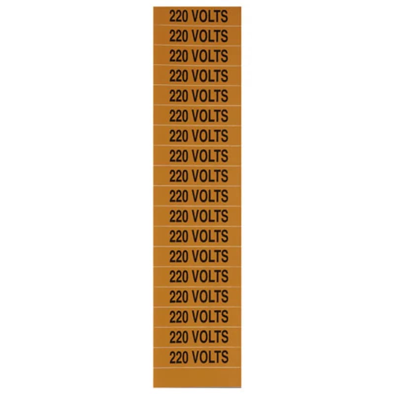 Voltage Marker Card 220 Volts, 12ea. .5x2.25"