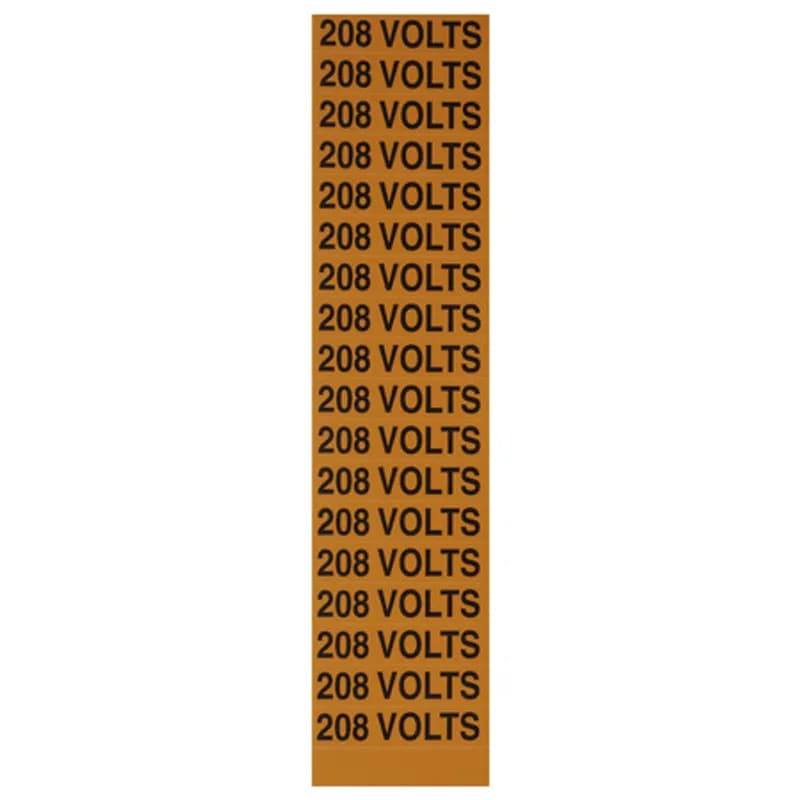Voltage Marker Card 208 Volts, 12ea. .5x2.25"