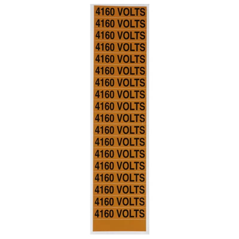 Voltage Marker Card 4160 Volts, 12ea. .5x2.25"