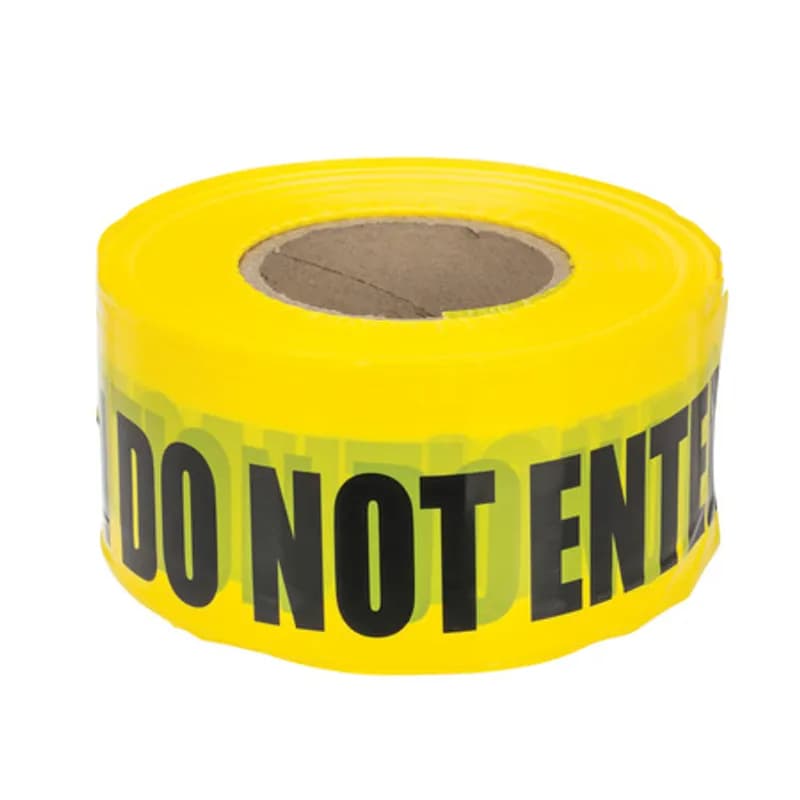 NSI Industries BT-308 - Caution Do Not Enter Tape - 3" x 1000' Used above ground to mark off hazards. Made from long lasting, non-adhesive polyethylene for exceptional quality, durability and performance.