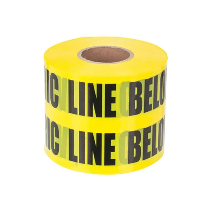 NSI Industries ULT-626 - Caution Buried Electric Line Below - 6" x 1000 Yellow Used for the protection, location and identification of underground utility installations. Impervious to alkalines, acids and other soil components. Consists of a 4 mil overall thickness, inert 100 percent virgin low-density polyethylene plastic film formulated for underground use. Environmentally safe ink.