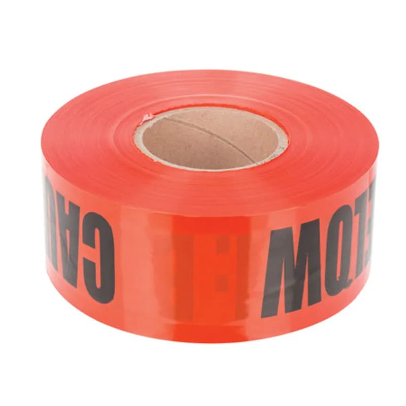 NSI Industries ULT-327 - Caution Buried Electric Line Below - 3" x 1000 Red Used for the protection, location and identification of underground utility installations. Impervious to alkalines, acids and other soil components. Consists of a 4 mil overall thickness, inert 100 percent virgin low-density polyethylene plastic film formulated for underground use. Environmentally safe ink.