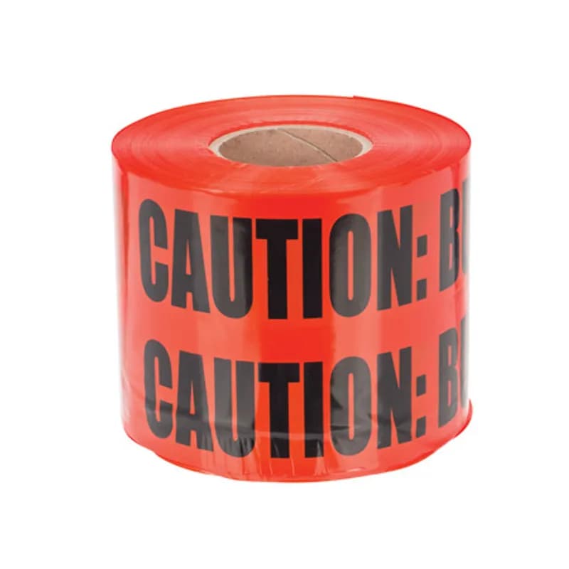 NSI Industries ULT-627 - Caution Buried Electric Line Below - 6" x 1000 Red Used for the protection, location and identification of underground utility installations. Impervious to alkalines, acids and other soil components. Consists of a 4 mil overall thickness, inert 100 percent virgin low-density polyethylene plastic film formulated for underground use. Environmentally safe ink.