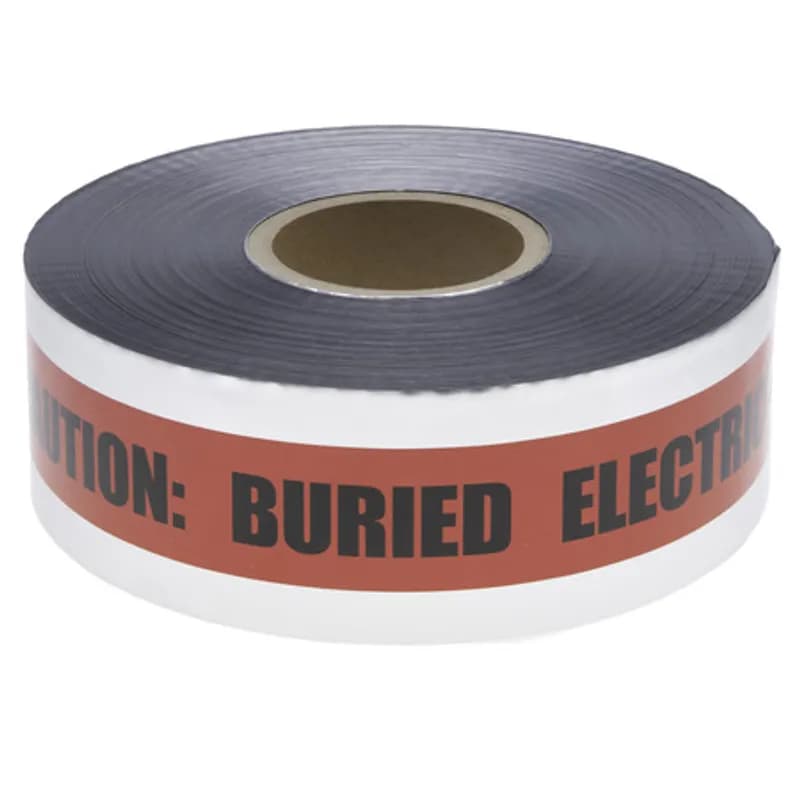 NSI Industries ULTD-327 - Caution Buried Electric Line Below - Detectable Tape - 3" x 1000' Consists of a minimum 5 mil overall thickness with no less than a 35 gauge solid aluminum foil core, which allows for easy detection of underground utilities. Specially formulated to resist degradation by elements normally encountered in soil. All printing is encased to avoid ink rub-off with environmentally safe ink.