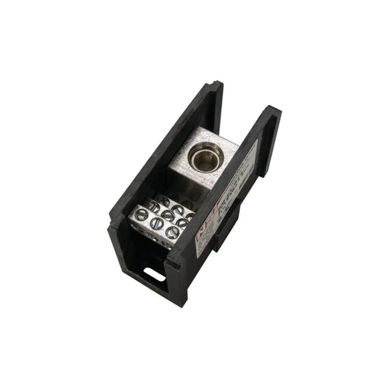 Power Distribution Block (1) 350 MCM-6 AWG Primary (12) 4-14 AWG Secondary Power Distribution Blocks are made of high strength, high-conductivity aluminum alloy and are mounted in a high-strength glass-filled polyester base. Each block can stand alone or combine with other blocks to form a multi-block set.