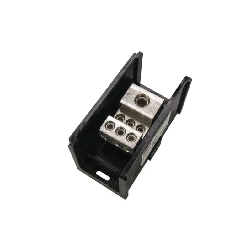 Power Distribution Block (1) 350 MCM-6 AWG Primary (6) 2/0-14 AWG Secondary Power Distribution Blocks are made of high strength, high-conductivity aluminum alloy and are mounted in a high-strength glass-filled polyester base. Each block can stand alone or combine with other blocks to form a multi-block set.