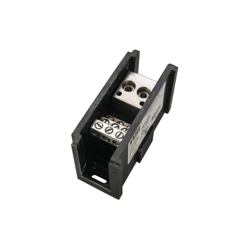 Power Distribution Block (2) 2/0-14 AWG Primary(12) 4-14 AWG Secondary Power Distribution Blocks are made of high strength, high-conductivity aluminum alloy and are mounted in a high-strength glass-filled polyester base. Each block can stand alone or combine with other blocks to form a multi-block set.