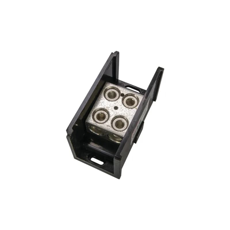 Power Distribution Block (2) 500 MCM-4 AWG Primary (2) 500 MCM-4 AWG Secondary Power Distribution Blocks are made of high strength, high-conductivity aluminum alloy and are mounted in a high-strength glass-filled polyester base. Each block can stand alone or combine with other blocks to form a multi-block set.